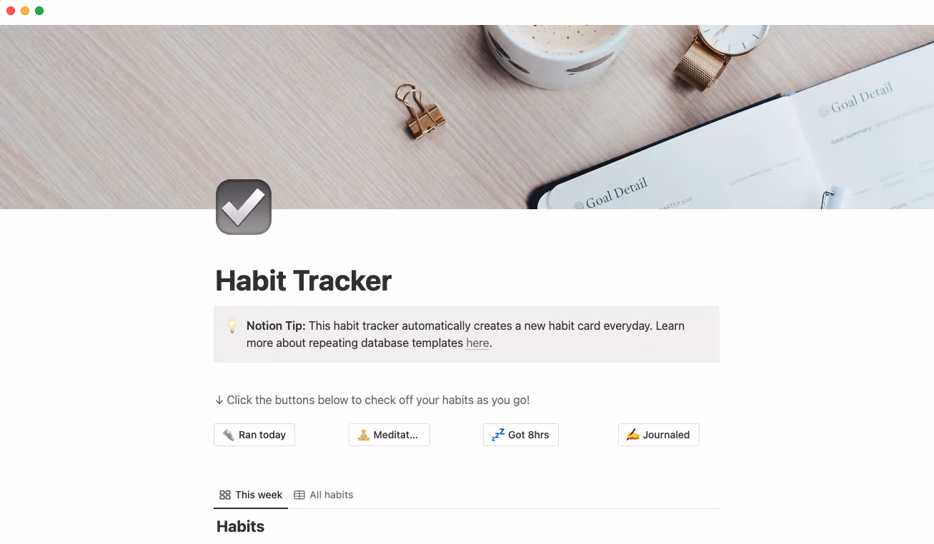 habit tracker template