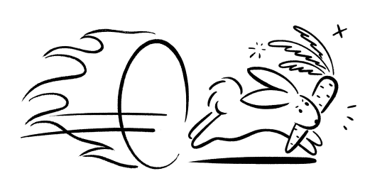 Rabbit running with carrot in its mouth